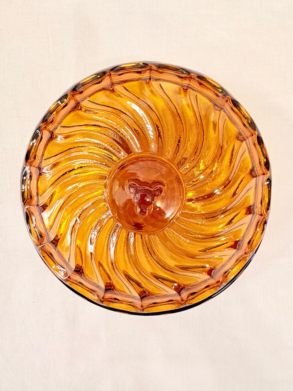 Vintage Nadir Figueiredo Amber Glass Lidded Candy Dish - Picture 10 of 13